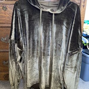 Olive green with a touch of gold hooded sweater